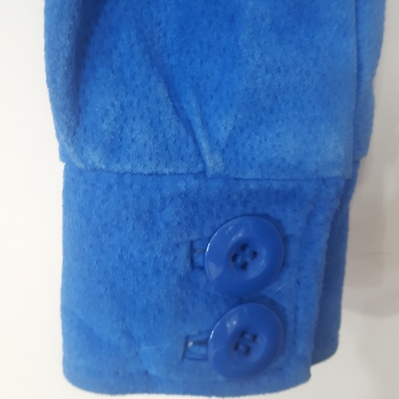 Vintage French Blue leather Suede moto jacket XS - Picture 3 of 4